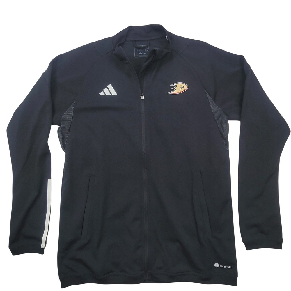 Adidas Anaheim Ducks NHL Aeroready Slim Fit Track Jacket Mens Large Black Zip Up